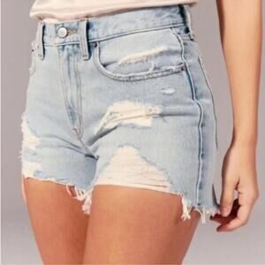Abercrombie & Fitch Curve Love Mid Rise Boyfriend Short Denim Cutoff - Size 26/2
